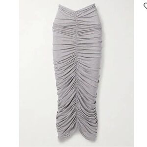 Norma Kamali Light Gray Ruched Maxi Skirt